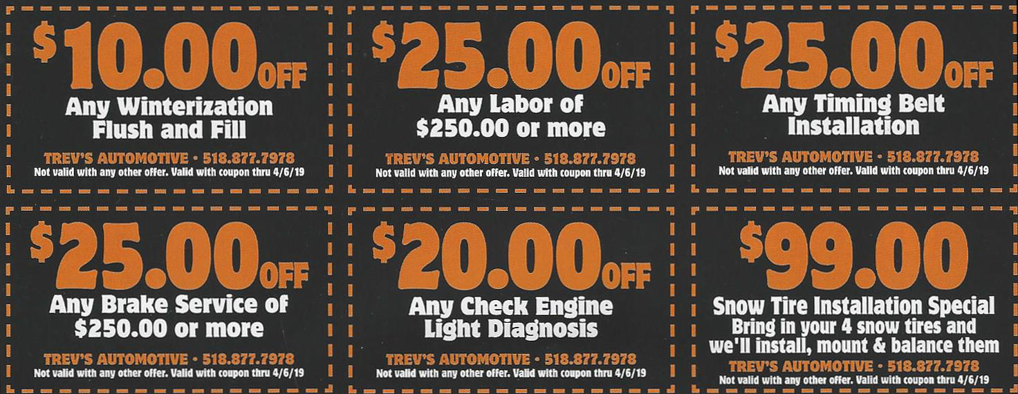 Trevs Automotive Coupons / Specials Winter 1029 TrevsAutomotive